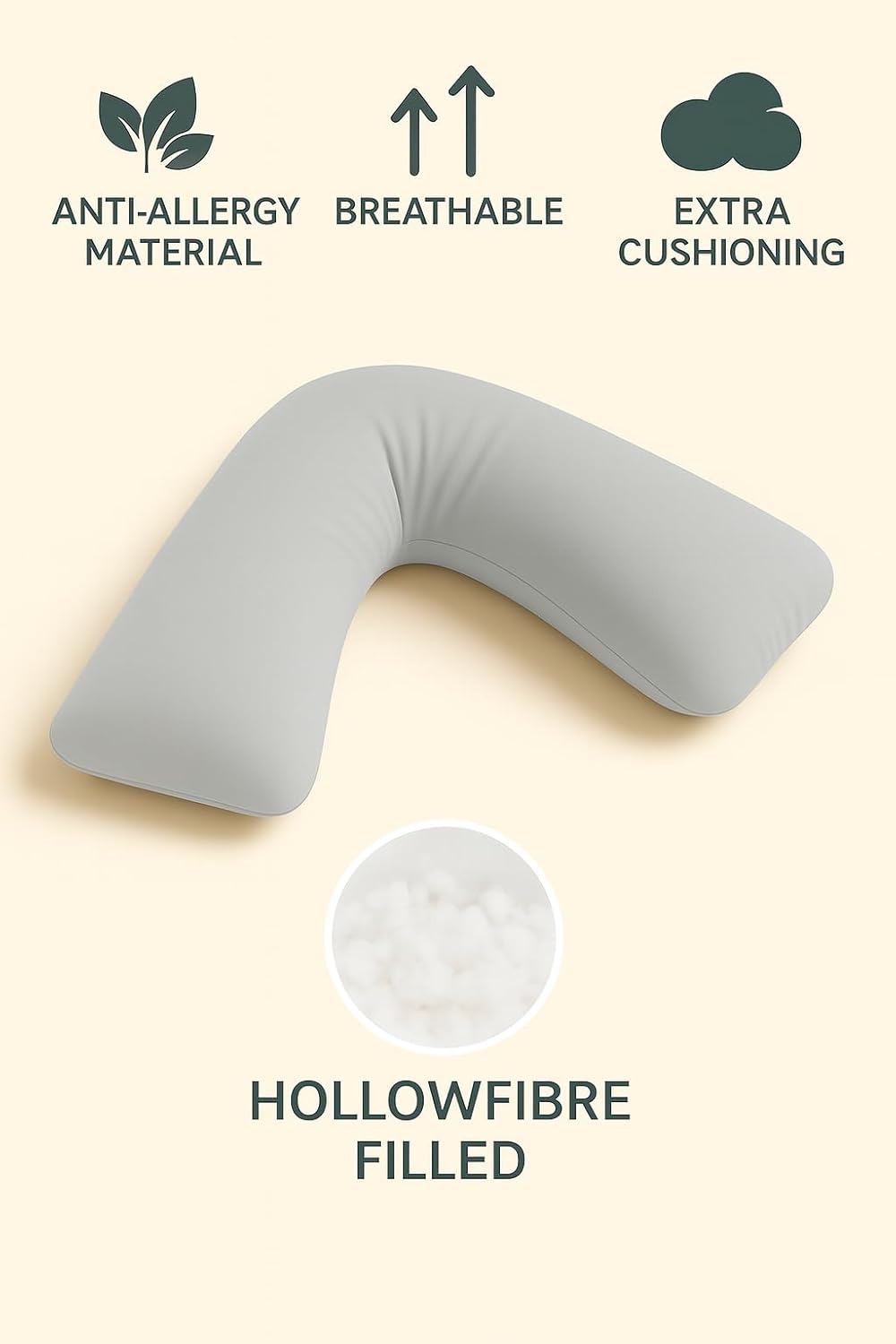 Easy Care Polycotton Orthopaedic V Shaped Pillow with Case or V Pillowcase Only | Night Zone