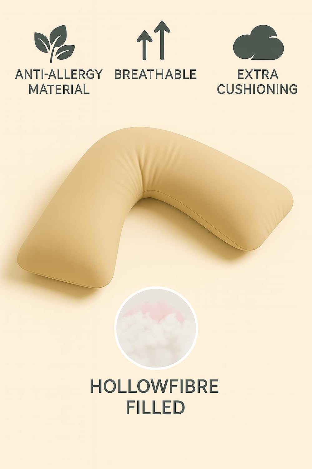 Easy Care Polycotton Orthopaedic V Shaped Pillow with Case or V Pillowcase Only | Night Zone