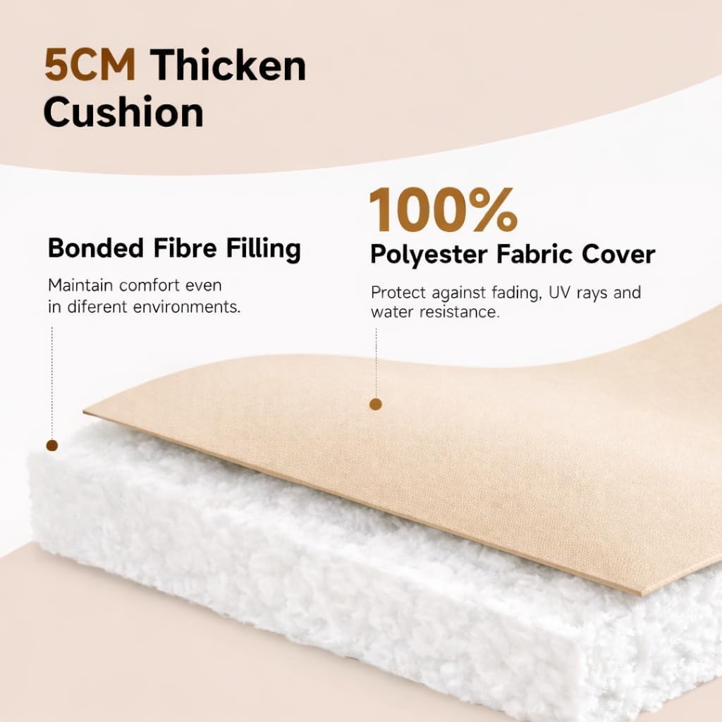 Sun Lounger Cushion Seat Pad – Thick Padded Outdoor Garden Recliner Cushion | Night Zone