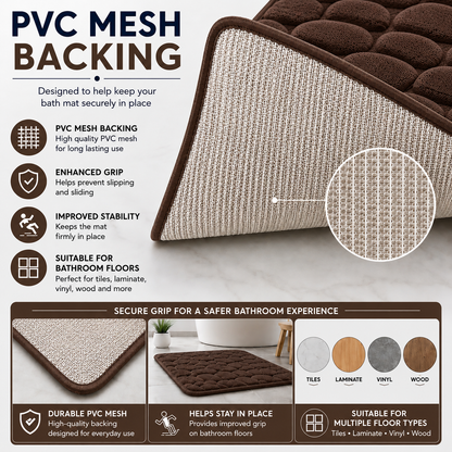 Pebble Stone Bath Mat Set – Soft Absorbent Non Slip Bathroom Rug Set | Night Zone