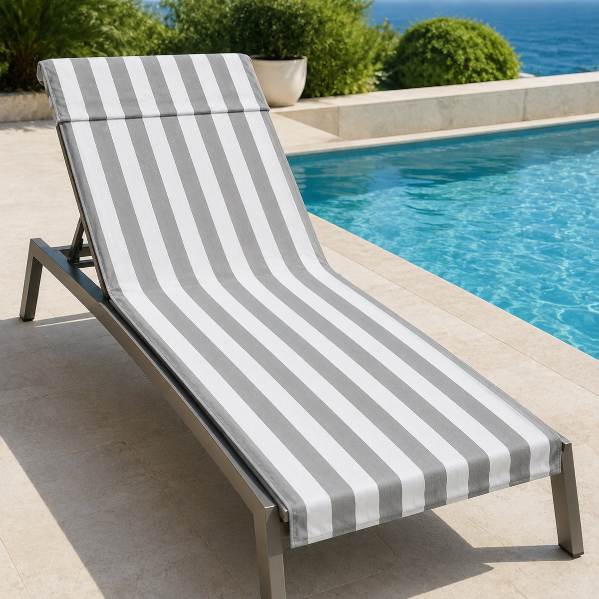 Microfiber Striped Beach & Sun Lounger Towel with Hood | Night Zone