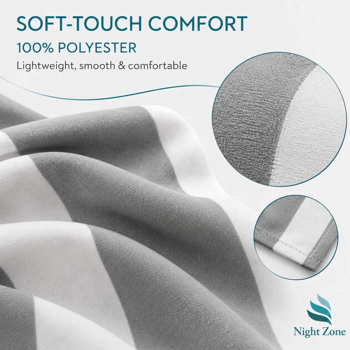 Microfiber Striped Beach & Sun Lounger Towel with Hood | Night Zone