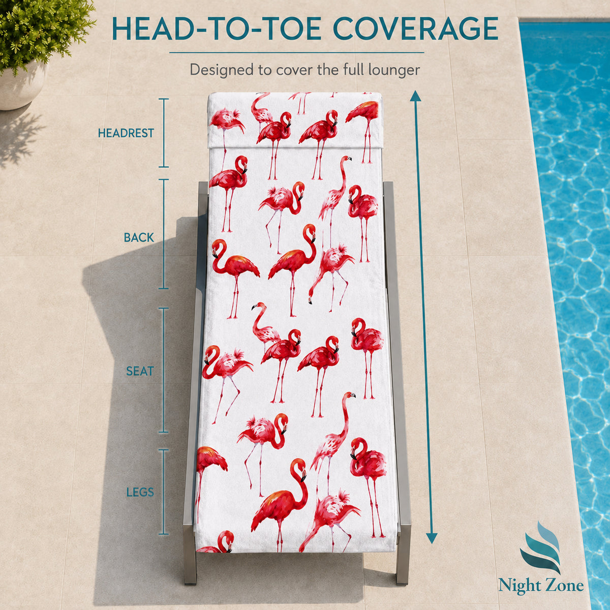 Printed Microfiber Beach & Sun Lounger Towel with Hood | Night Zone