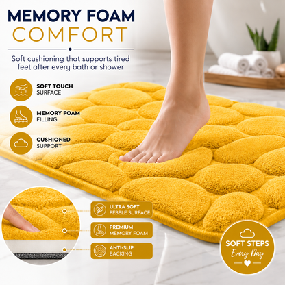 Pebble Stone Bath Mat Set – Soft Absorbent Non Slip Bathroom Rug Set | Night Zone