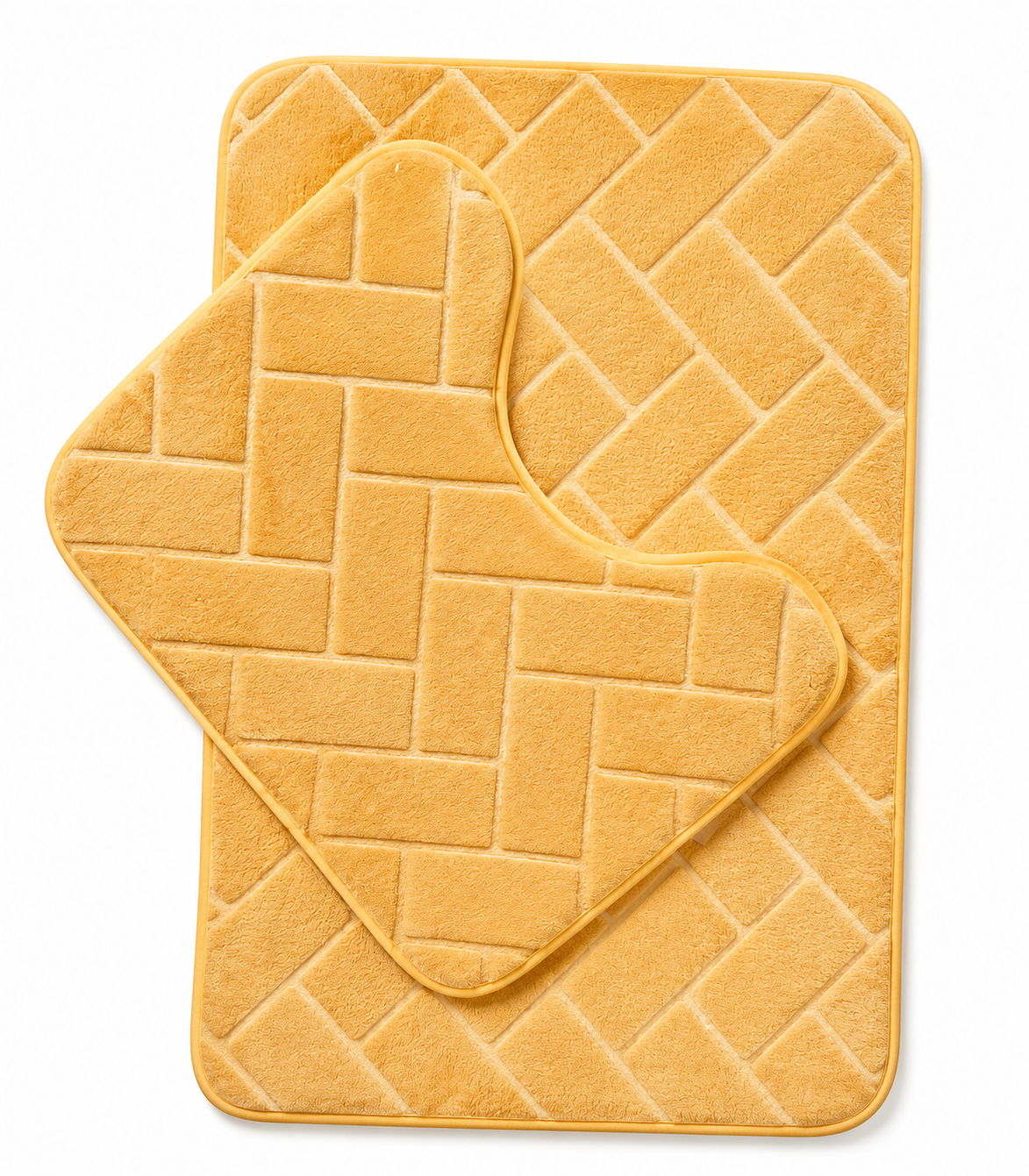 Memory Foam Bath Mat Set – Block Bricks Non Slip Bathroom Rug | Night Zone