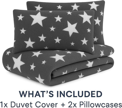 Teddy Star Fleece Duvet Cover Set – Soft Cosy Kids Teddy Bear Bedding | Night Zone