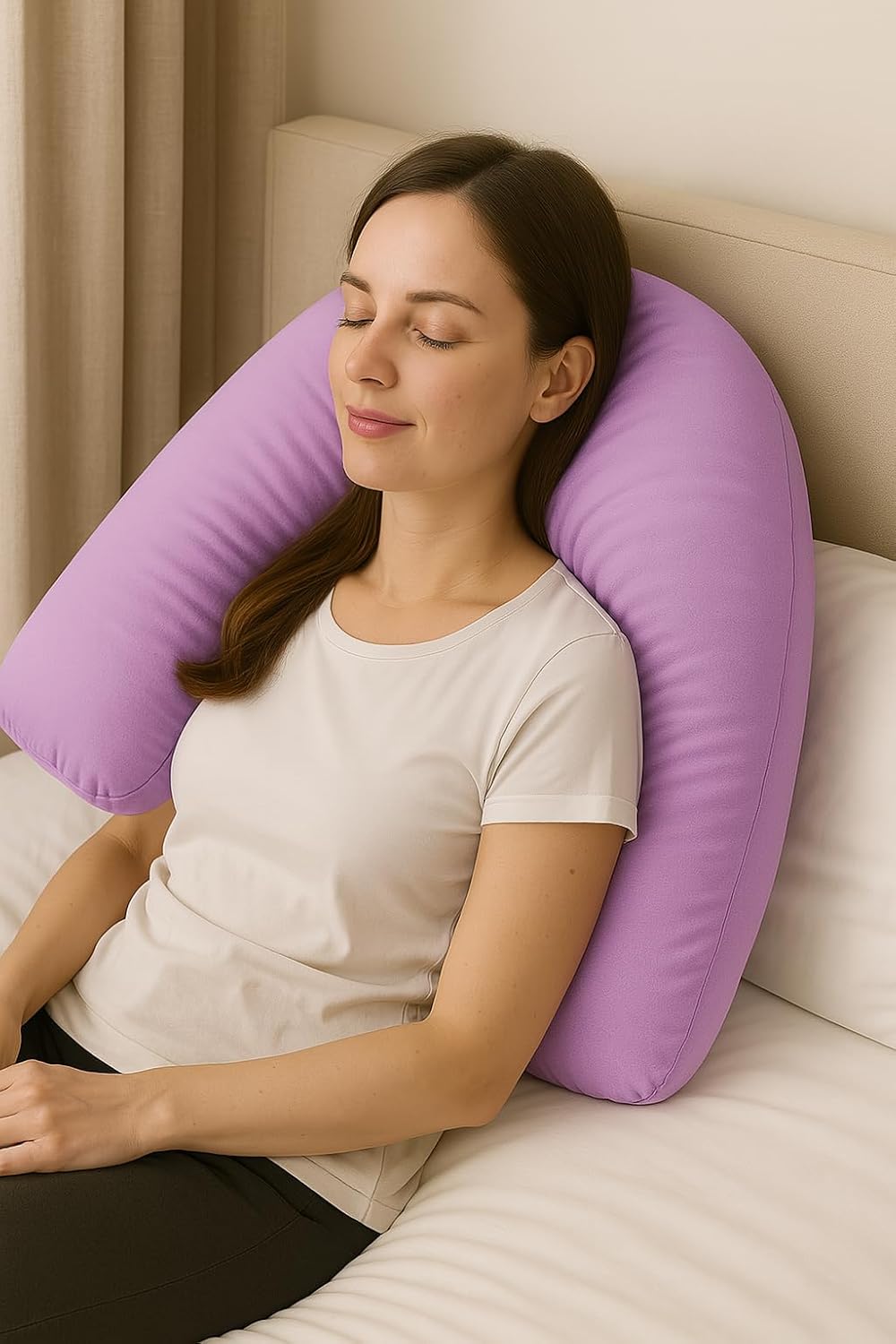 Easy Care Polycotton Orthopaedic V Shaped Pillow with Case or V Pillowcase Only | Night Zone