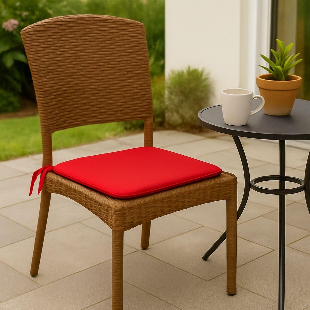 Multicolour Square Chair Seat Pads 38x38cm – 3cm Thick Cushions with Ties | Night Zone