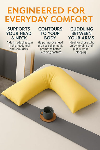 Easy Care Polycotton Orthopaedic V Shaped Pillow with Case or V Pillowcase Only | Night Zone