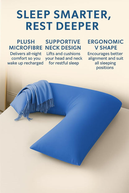 Easy Care Polycotton Orthopaedic V Shaped Pillow with Case or V Pillowcase Only | Night Zone