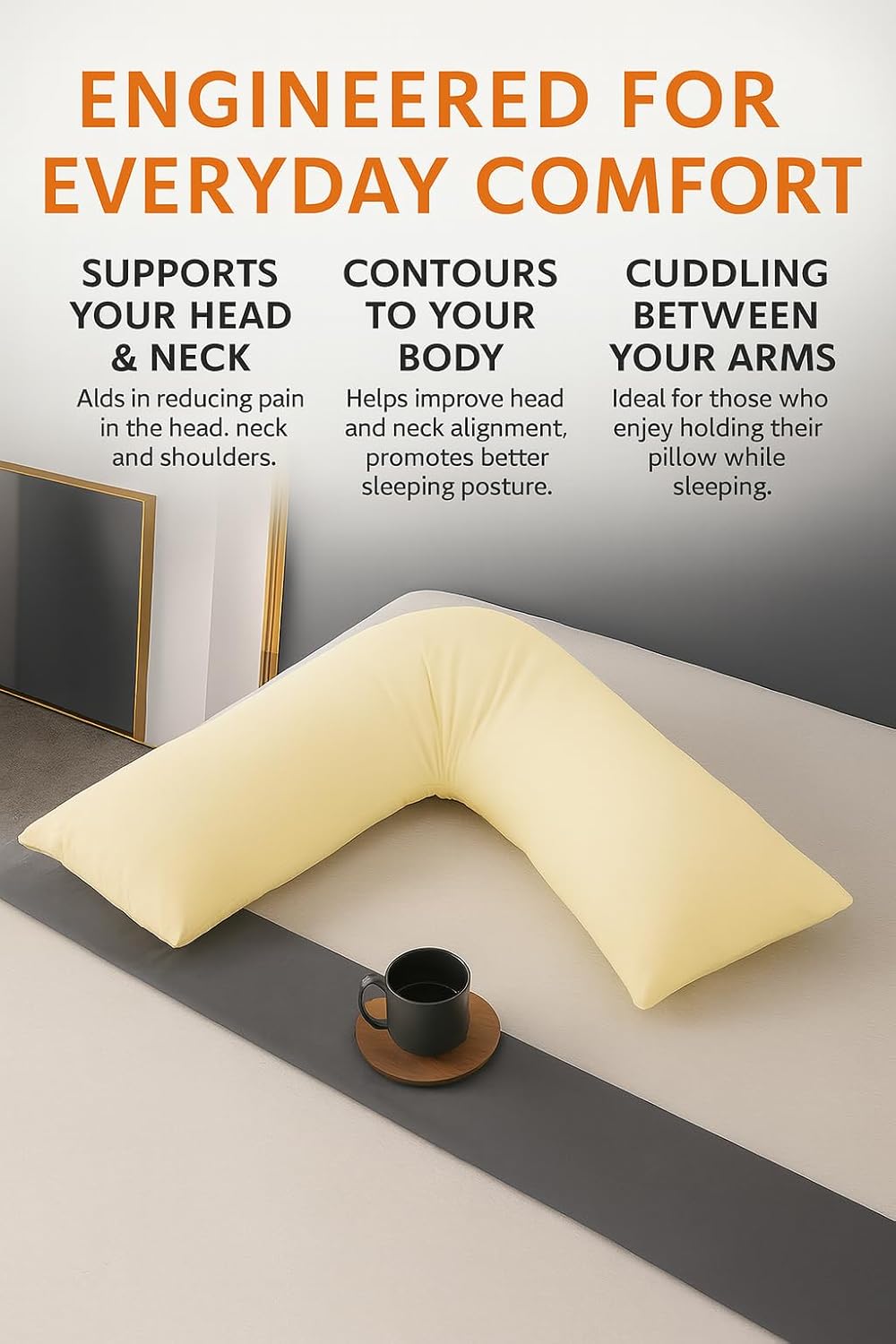 Easy Care Polycotton Orthopaedic V Shaped Pillow with Case or V Pillowcase Only | Night Zone