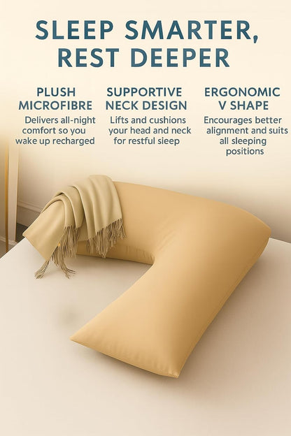 Easy Care Polycotton Orthopaedic V Shaped Pillow with Case or V Pillowcase Only | Night Zone