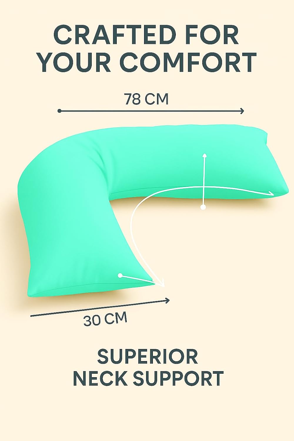 Easy Care Polycotton Orthopaedic V Shaped Pillow with Case or V Pillowcase Only | Night Zone