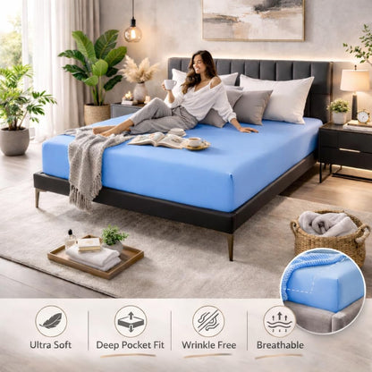 Microfibre Fitted Sheet 25cm Deep – Soft Easy Care Bedding | Night Zone