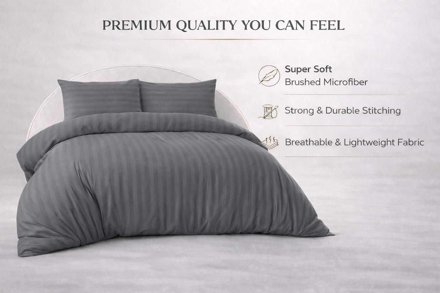 Microfiber Embossed Stripe Duvet Cover Set – Soft Touch Hotel Style Bedding | Night Zone