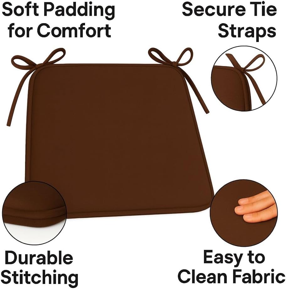Multicolour Square Chair Seat Pads 38x38cm – 3cm Thick Cushions with Ties | Night Zone