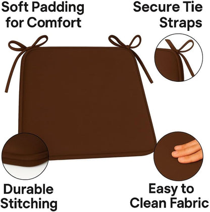Multicolour Square Chair Seat Pads 38x38cm – 3cm Thick Cushions with Ties | Night Zone