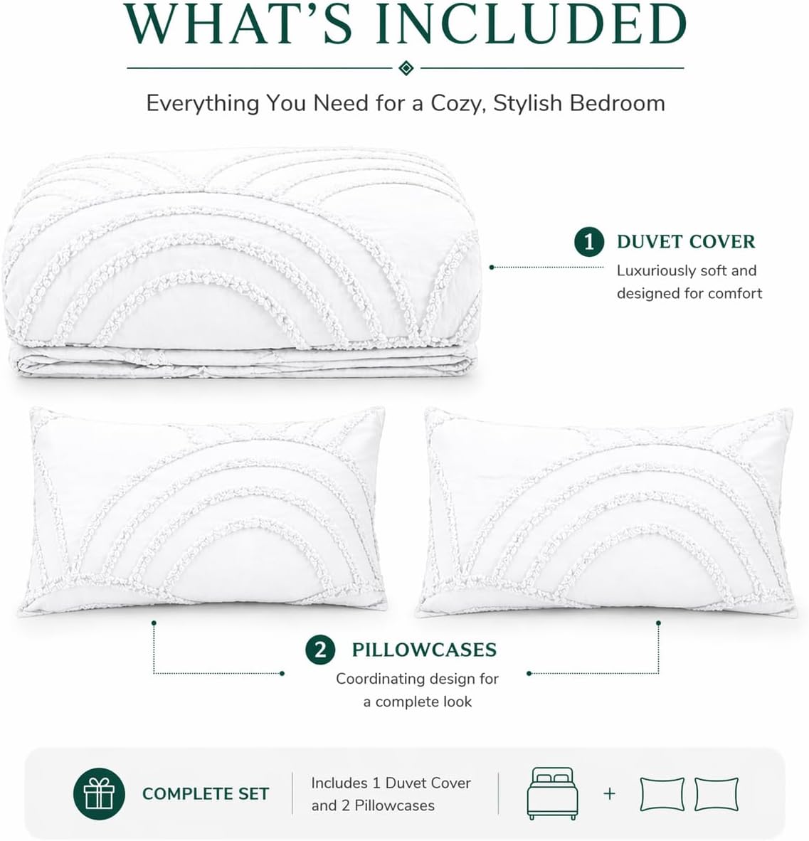 Zara Chenille Tufted Duvet Cover Set – Luxury Textured Bedding | Night Zone