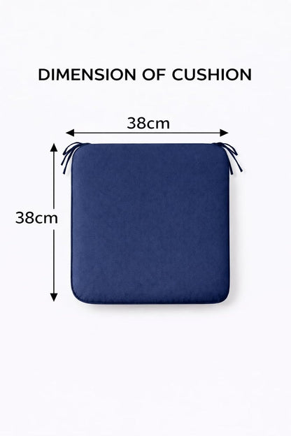 Pack of 4 Waterproof Chair Pads 38 x 38 cm – Indoor & Outdoor Seat Cushions with Ties | Night Zone