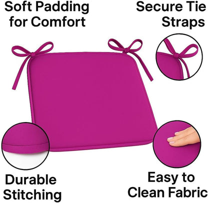 Multicolour Square Chair Seat Pads 38x38cm – 3cm Thick Cushions with Ties | Night Zone