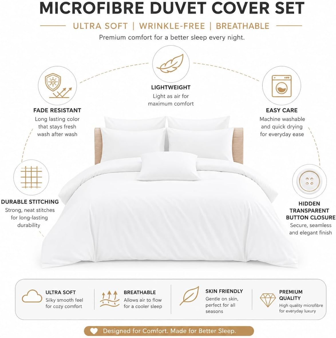 Microfibre Duvet Cover Set – Ultra Soft Easy Care Bedding | Night Zone