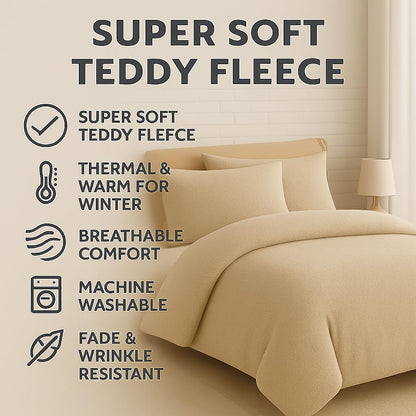 Teddy Fleece Duvet Cover Set – Soft Warm Teddy Bear Bedding | Night Zone