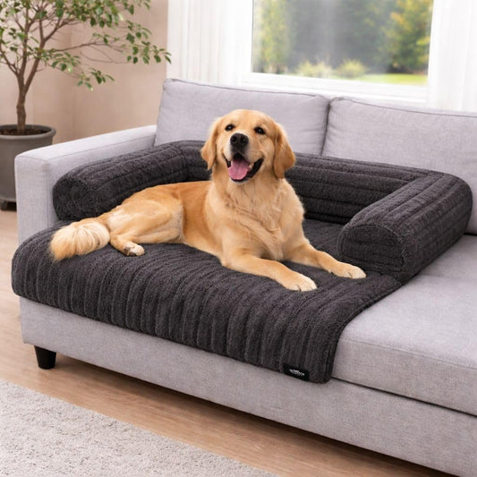 Waterproof Ribbed Plush Pet Bed – Cord Sofa Dog & Cat Bed with Raised Sides | Night Zone