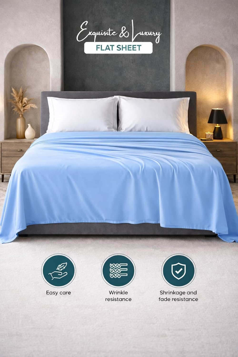 Microfibre Flat Sheet – Ultra Soft Breathable Easy Care Durable Bed Sheet | Night Zone