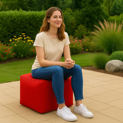 Waterproof Bean Bag Footstool Poufy Cube 40x40cm – Indoor & Outdoor Seating | Night Zone