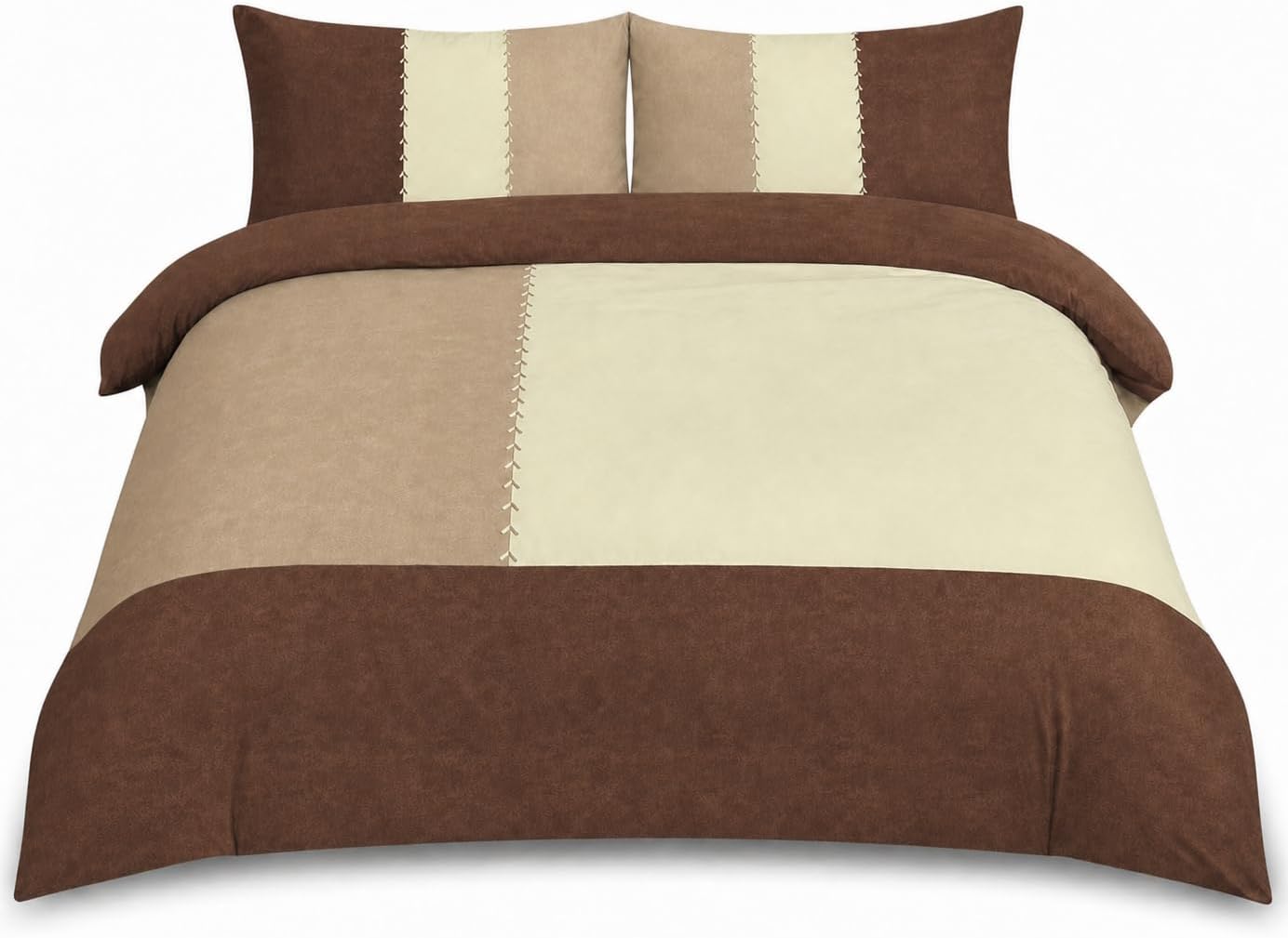 Suede Patch Polycotton Duvet Cover Set – Luxury Soft Touch Patchwork Bedding | Night Zone