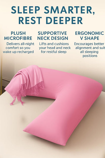 Easy Care Polycotton Orthopaedic V Shaped Pillow with Case or V Pillowcase Only | Night Zone