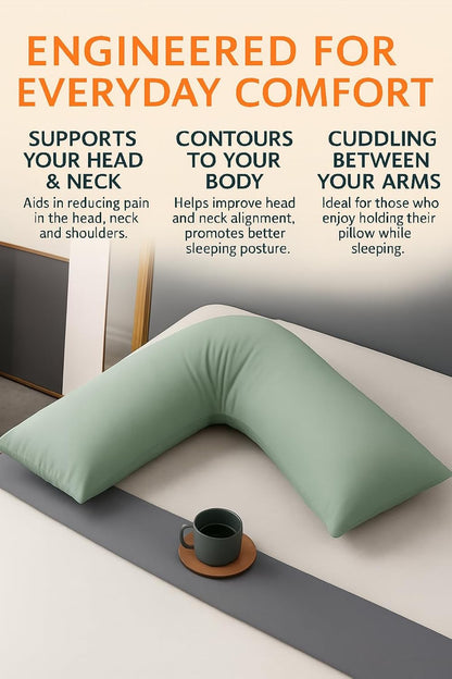 Easy Care Polycotton Orthopaedic V Shaped Pillow with Case or V Pillowcase Only | Night Zone