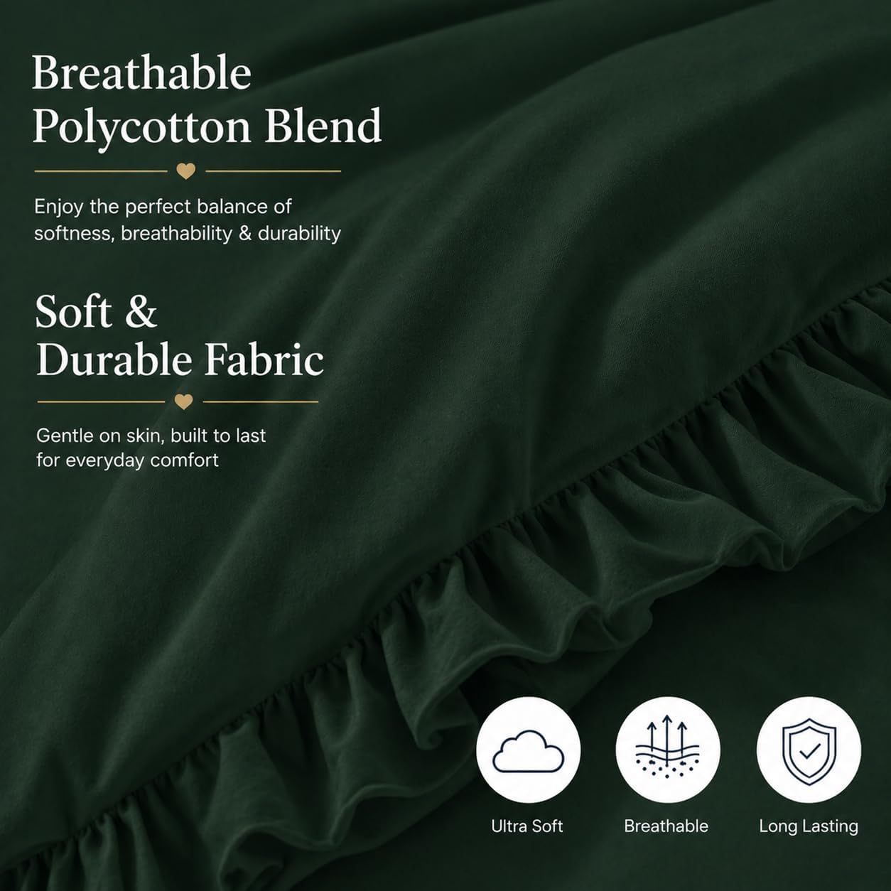 Santiago Frilled Polycotton Duvet Cover Set – Luxury Easy Care Bedding | Night Zone