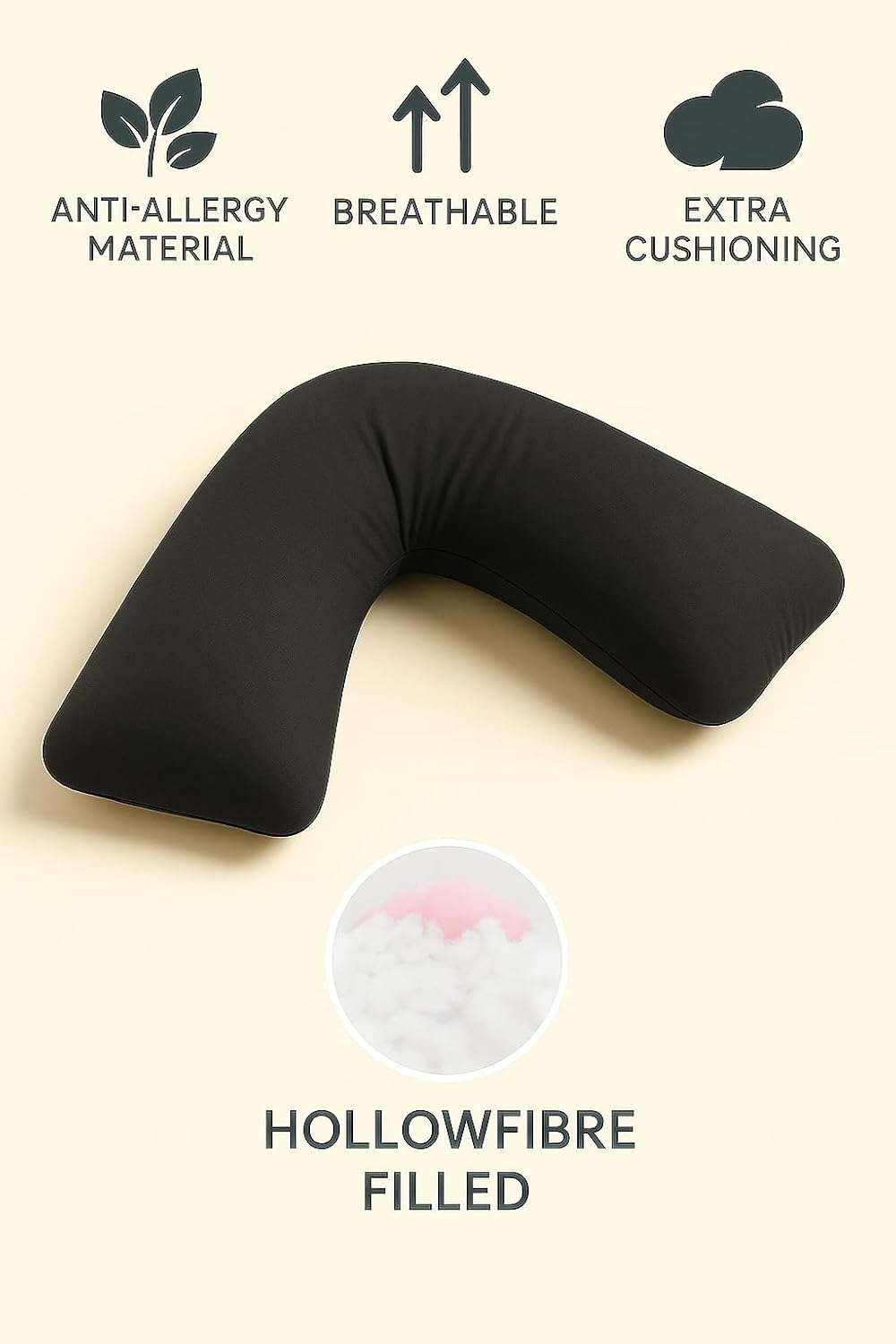 Easy Care Polycotton Orthopaedic V Shaped Pillow with Case or V Pillowcase Only | Night Zone