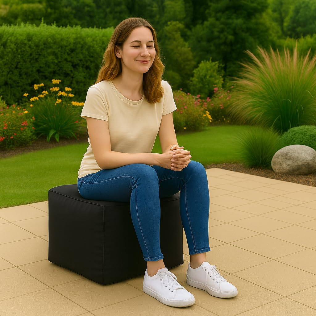 Waterproof Bean Bag Footstool Poufy Cube 40x40cm – Indoor & Outdoor Seating | Night Zone