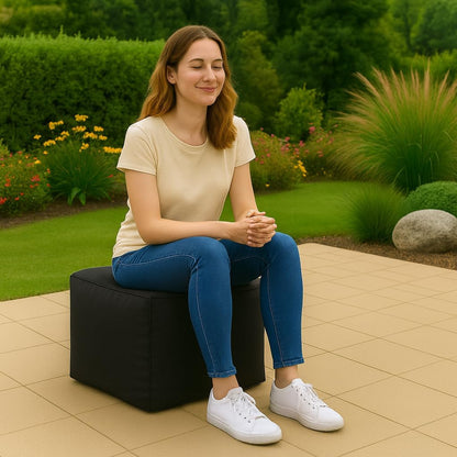 Waterproof Bean Bag Footstool Poufy Cube 40x40cm – Indoor & Outdoor Seating | Night Zone