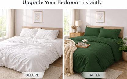 Microfiber Embossed Stripe Duvet Cover Set – Soft Touch Hotel Style Bedding | Night Zone