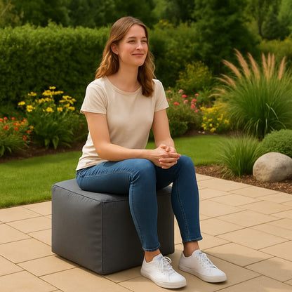Waterproof Bean Bag Footstool Poufy Cube 40x40cm – Indoor & Outdoor Seating | Night Zone
