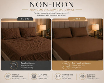 180 Thread Count Percale Fitted Sheet 25cm Deep – Polycotton Easy Care Bedding | Night Zone