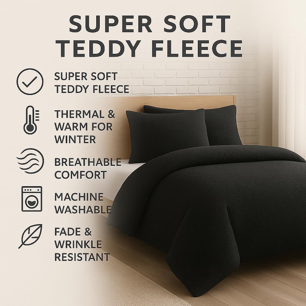 Teddy Fleece Duvet Cover Set – Soft Warm Teddy Bear Bedding | Night Zone