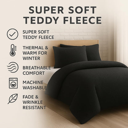 Teddy Fleece Duvet Cover Set – Soft Warm Teddy Bear Bedding | Night Zone