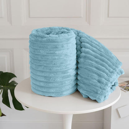 Chunky Ribbed Faux Fur Velvet Throw Blanket – Soft Touch Sofa & Bed Throw | Night Zone
