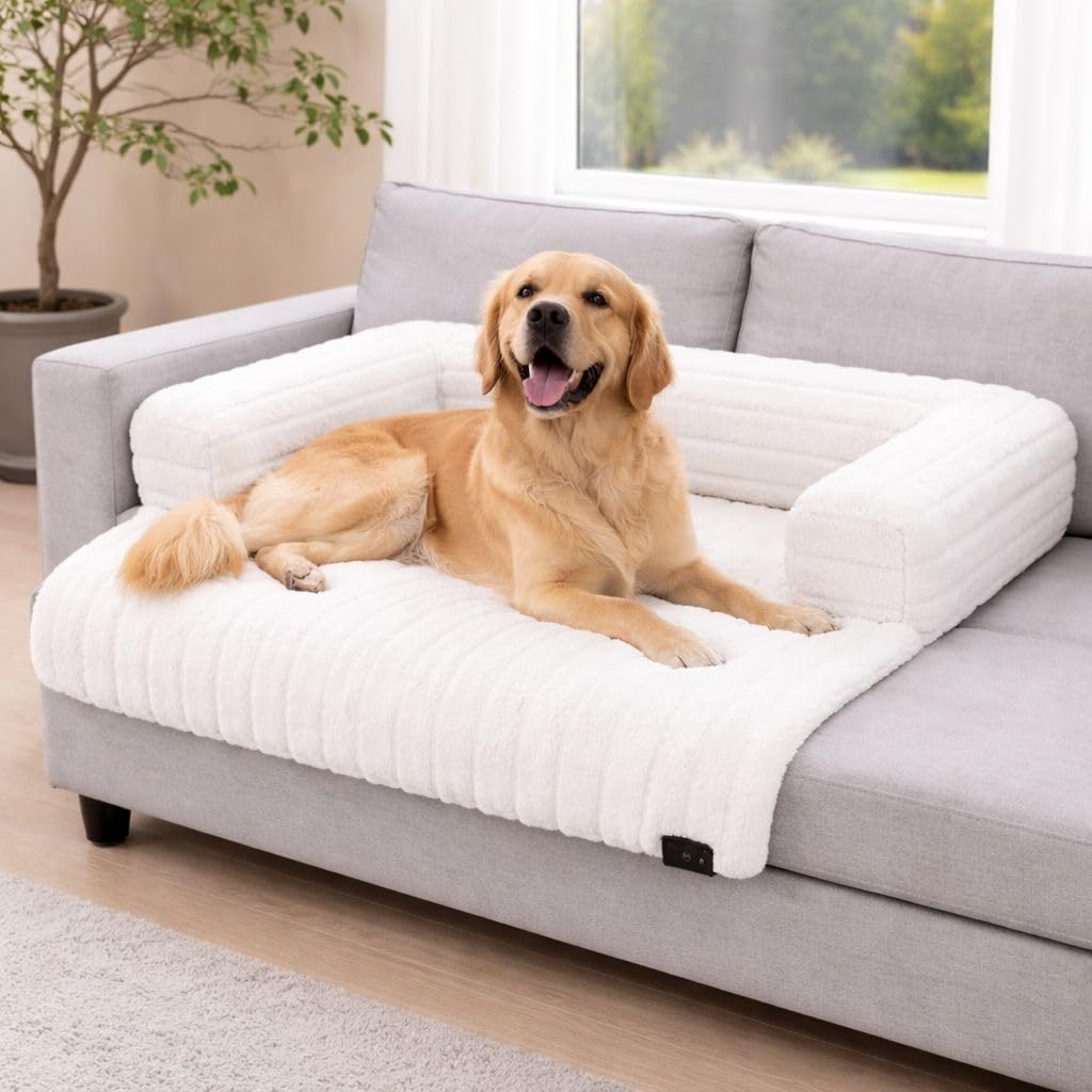 Waterproof Ribbed Plush Pet Bed – Cord Sofa Dog & Cat Bed with Raised Sides | Night Zone