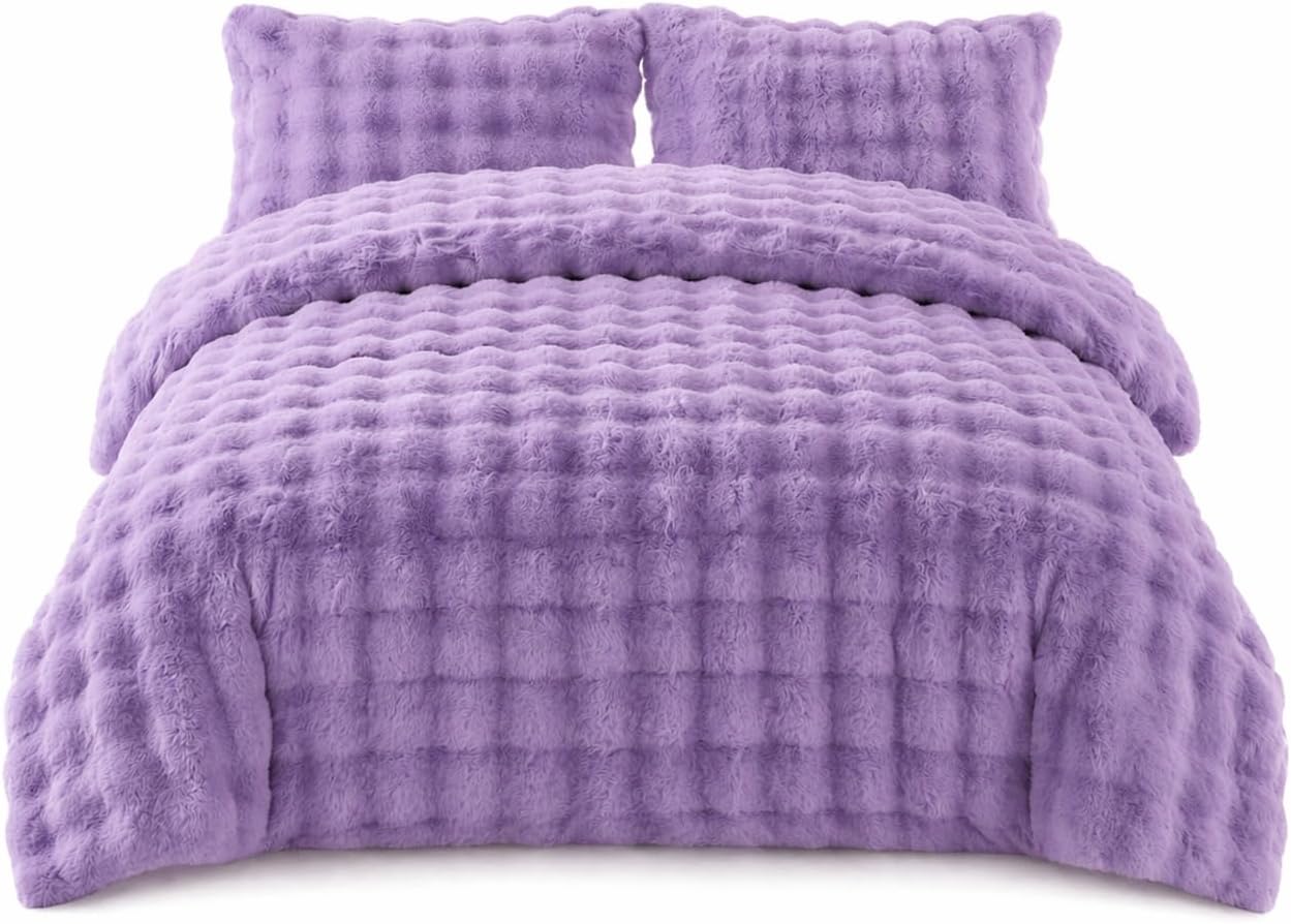 Teddy Square Fleece Duvet Cover Set – Ultra Soft Fluffy Plush Bedding | Night Zone
