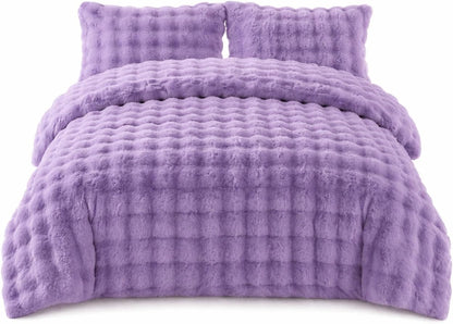 Teddy Square Fleece Duvet Cover Set – Ultra Soft Fluffy Plush Bedding | Night Zone