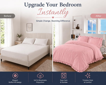 Santiago Frilled Polycotton Duvet Cover Set – Luxury Easy Care Bedding | Night Zone