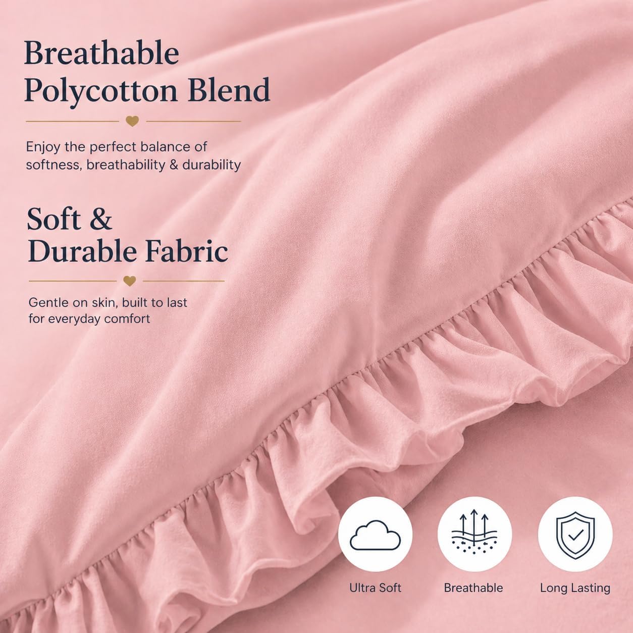 Santiago Frilled Polycotton Duvet Cover Set – Luxury Easy Care Bedding | Night Zone