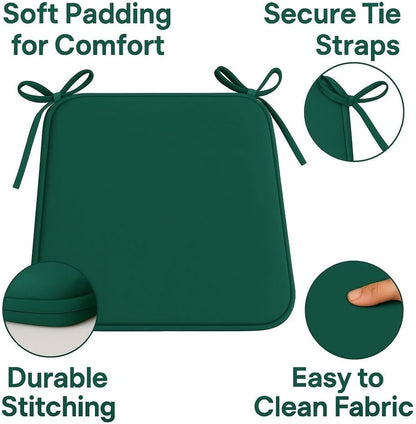 Multicolour Square Chair Seat Pads 38x38cm – 3cm Thick Cushions with Ties | Night Zone