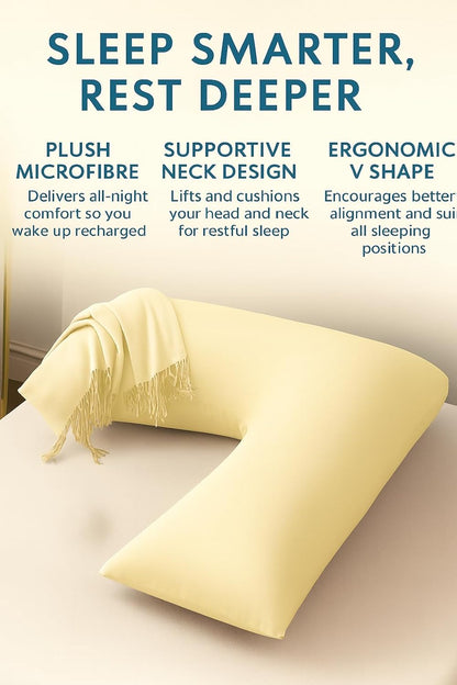 Easy Care Polycotton Orthopaedic V Shaped Pillow with Case or V Pillowcase Only | Night Zone