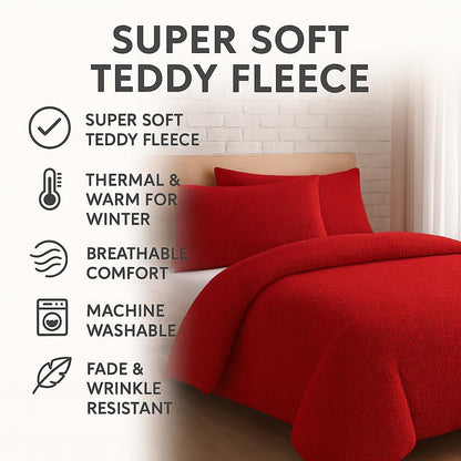 Teddy Fleece Duvet Cover Set – Soft Warm Teddy Bear Bedding | Night Zone